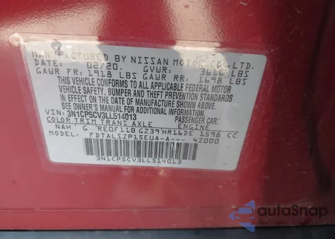 2020 Nissan Kicks Sv Xtronic Cvt из США, поврежденный, VIN 3N1CP5CV3LL514013